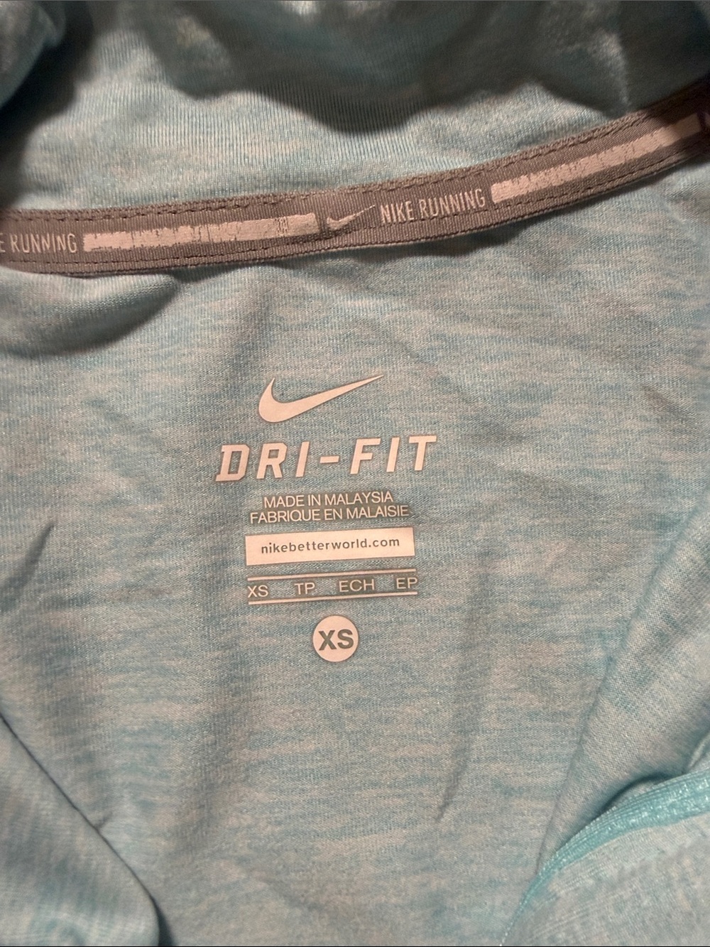 Nike Pale Aqua Quarter-Zip Performance long sleeve Top, Dry fit - Picture 2 of 3